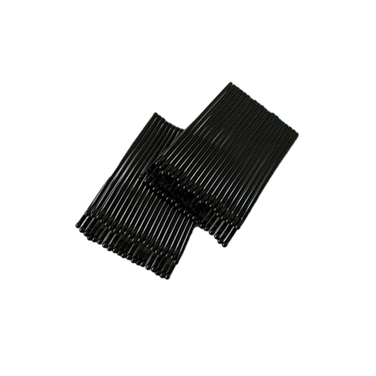 Black Bobby Pins Hair Grips for Salon and Dance, 40 Pack - Long Curved Clip