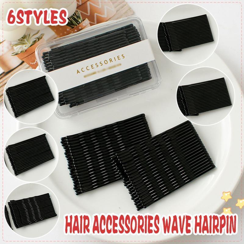Black Bobby Pins Hair Grips for Salon and Dance, 40 Pack - Long Curved Clip - view 2