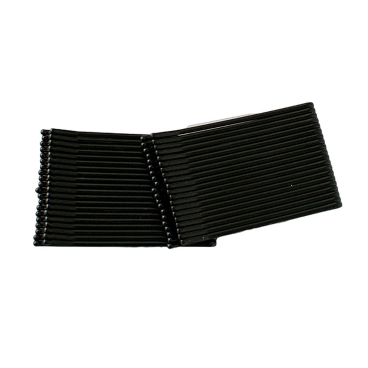 Black Bobby Pins Hair Grips for Salon and Dance, 40 Pack - Long Flat Clip