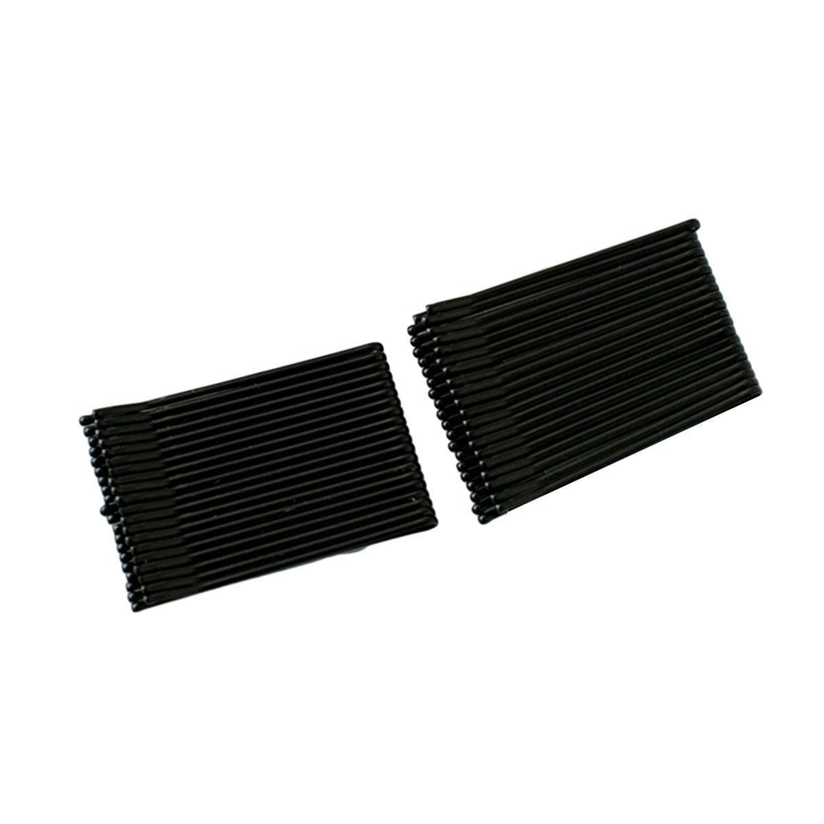 Black Bobby Pins Hair Grips for Salon and Dance, 40 Pack - Short Flat Clip