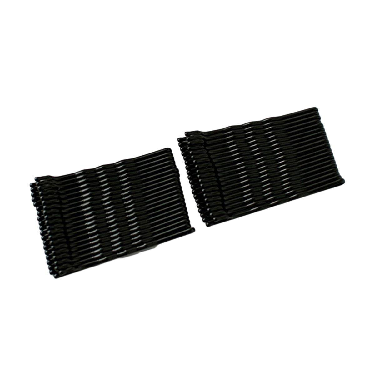 Black Bobby Pins Hair Grips for Salon and Dance, 40 Pack - Short Wave Clip