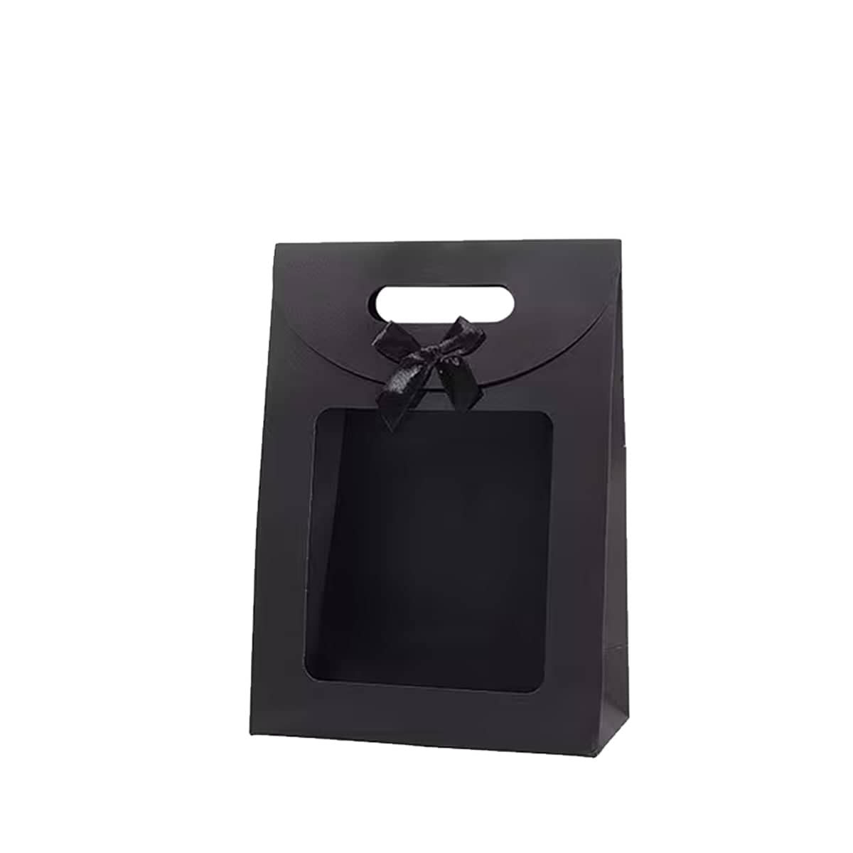 Black Bow Gift Boxes with Clear Window, Pack of 24 - Small (16 x 12 x 6 cm)