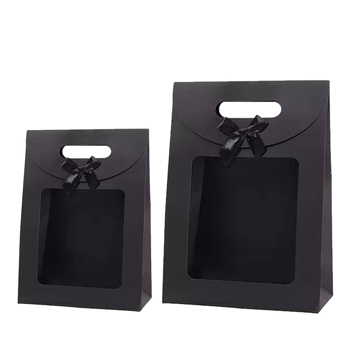 Black Bow Gift Boxes with Clear Window, Pack of 24 - Small (16 x 12 x 6 cm) - view 3