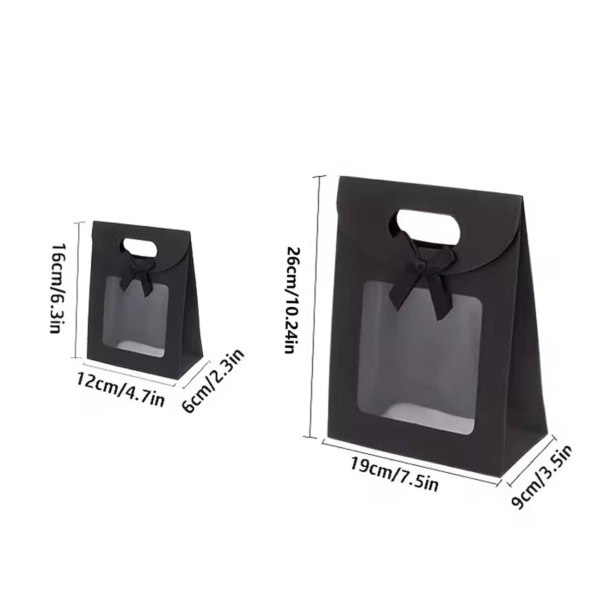 Black Bow Gift Boxes with Clear Window, Pack of 24 - Small (16 x 12 x 6 cm) - view 4