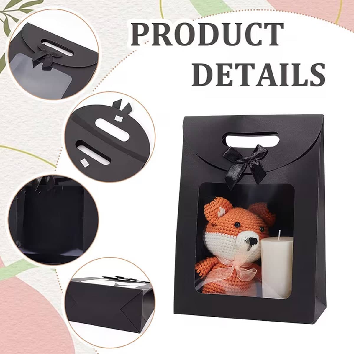 Black Bow Gift Boxes with Clear Window, Pack of 24 - Small (16 x 12 x 6 cm) - view 5