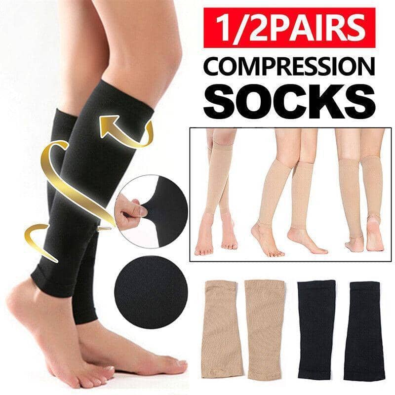 Black Compression Calf Socks, Leg Support Sleeve - 1 Pair - view 2