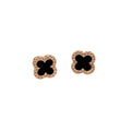 Black Four Leaf Clover Stud Earrings with Zircon for Women - view 2