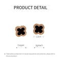 Black Four Leaf Clover Stud Earrings with Zircon for Women - view 3