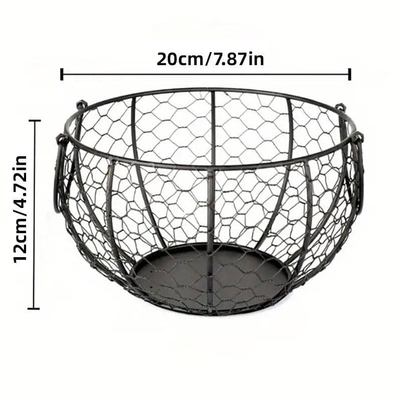 Black Iron Egg Basket Fruit Storage Basket Kitchen Organiser Holder - view 3