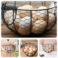 Black Iron Egg Basket Fruit Storage Basket Kitchen Organiser Holder - view 5