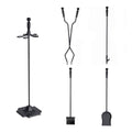 Black Iron Fireplace Tool Set, Set of 5 with Poker, Brush, Shovel, Tongs and Stand - view 2