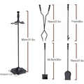 Black Iron Fireplace Tool Set, Set of 5 with Poker, Brush, Shovel, Tongs and Stand - view 3