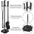 Black Iron Fireplace Tool Set, Set of 5 with Poker, Brush, Shovel, Tongs and Stand - view 4