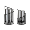 Black Iron Spiral Candle Holder with Glass Shade, Decorative Candlestick - Size L (11 x 22 cm) - view 3