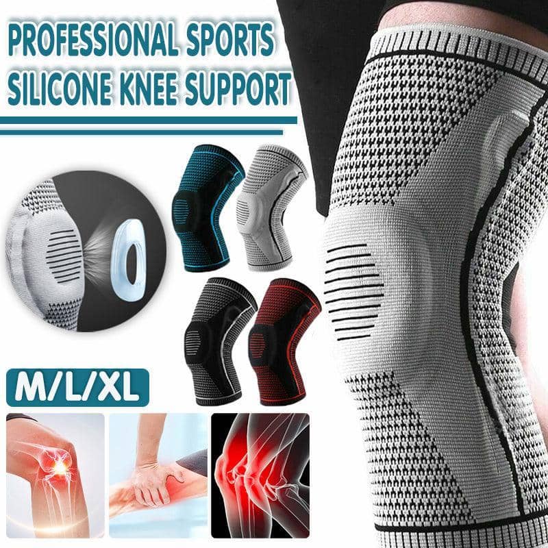 Black Knee Compression Sleeve with Silicone Support - Size M (Top Diameter 32 cm) - view 2
