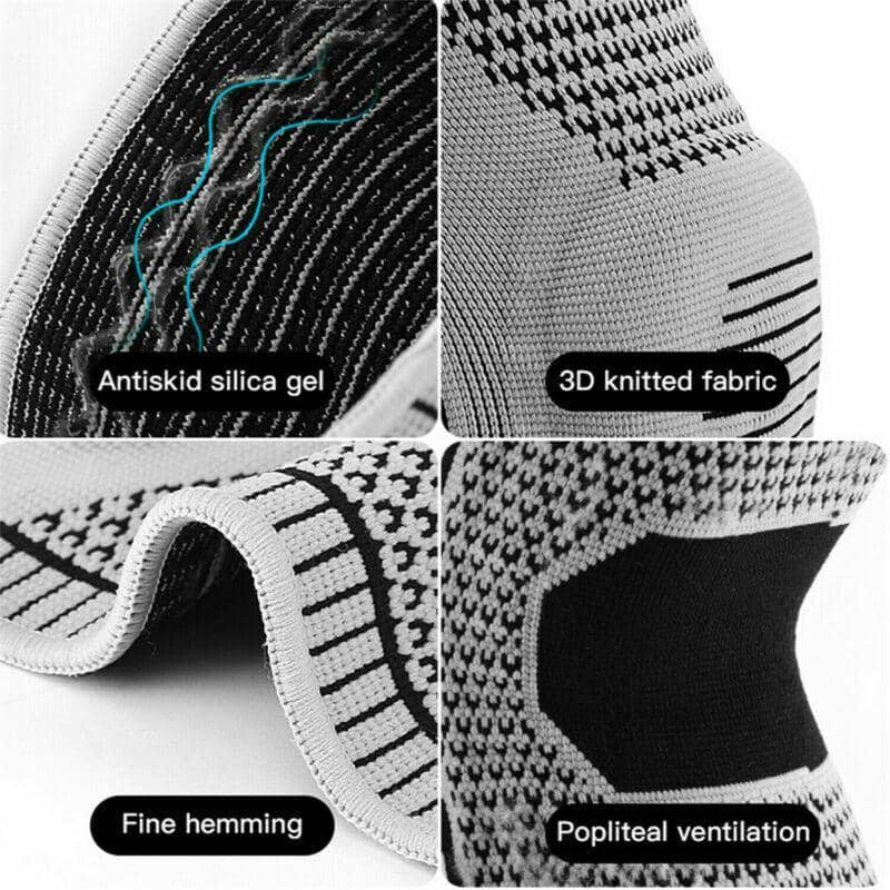 Black Knee Compression Sleeve with Silicone Support - Size M (Top Diameter 32 cm) - view 3