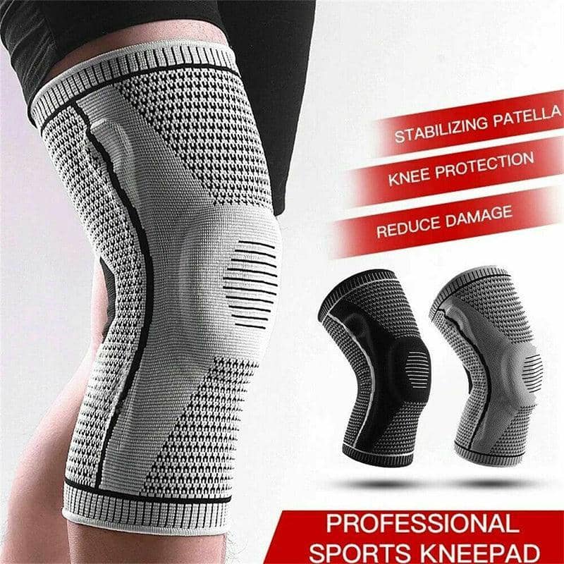 Black Knee Compression Sleeve with Silicone Support - Size M (Top Diameter 32 cm) - view 4