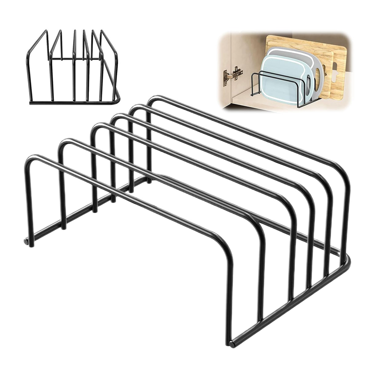 Black Metal Chopping Board Rack for Kitchen Counter or Cabinet - view 4