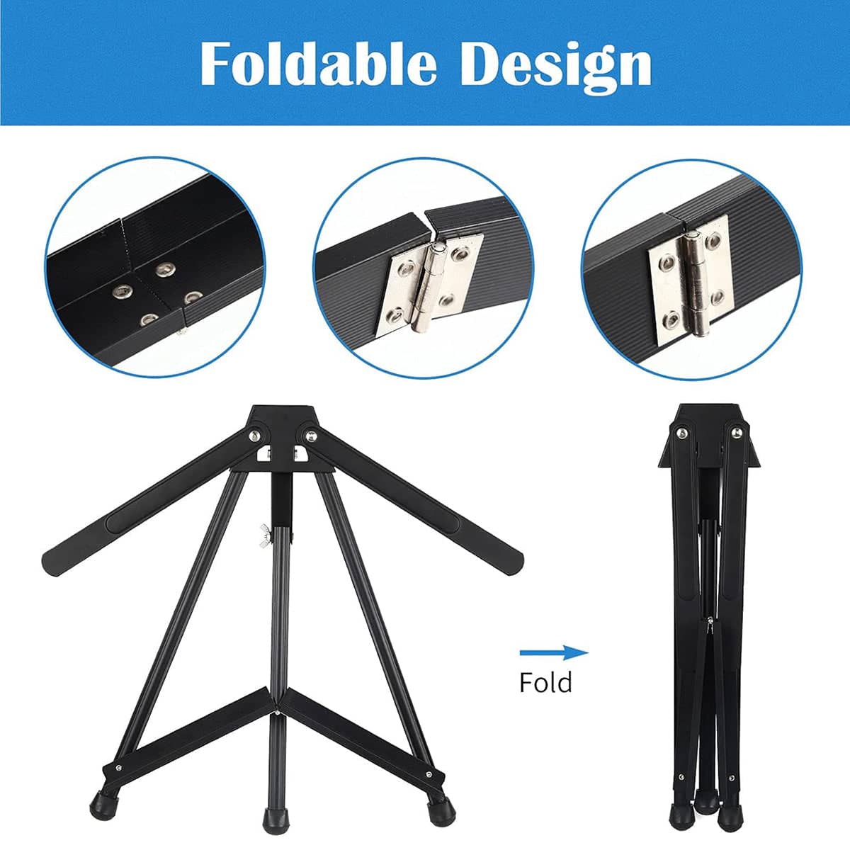 Black Metal Tabletop Easel Stand with Adjustable Arms for Painting and Display - view 4