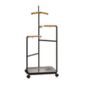 Black Multi Level Parrot Stand with Bowls Tray and Wheels - view 2