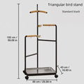 Black Multi Level Parrot Stand with Bowls Tray and Wheels - view 3
