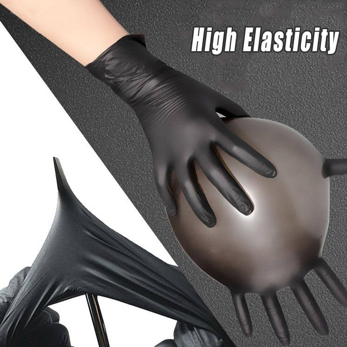 Black Nitrile Gloves Pack of 50 Pairs - Large, Palm Width 9-10 cm - view 5