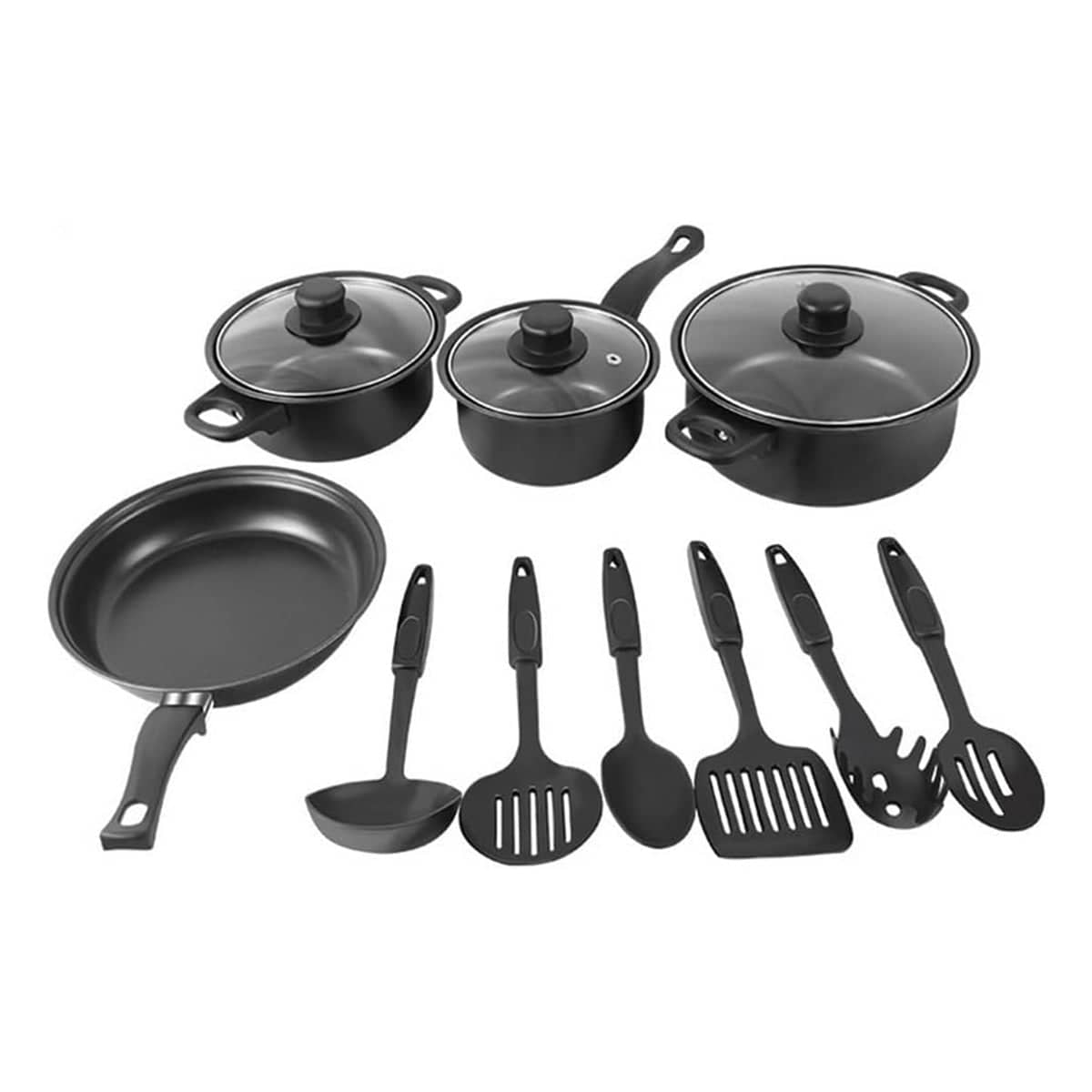 Black Nonstick Iron Cookware Set with Utensils, 10 Piece - view 2