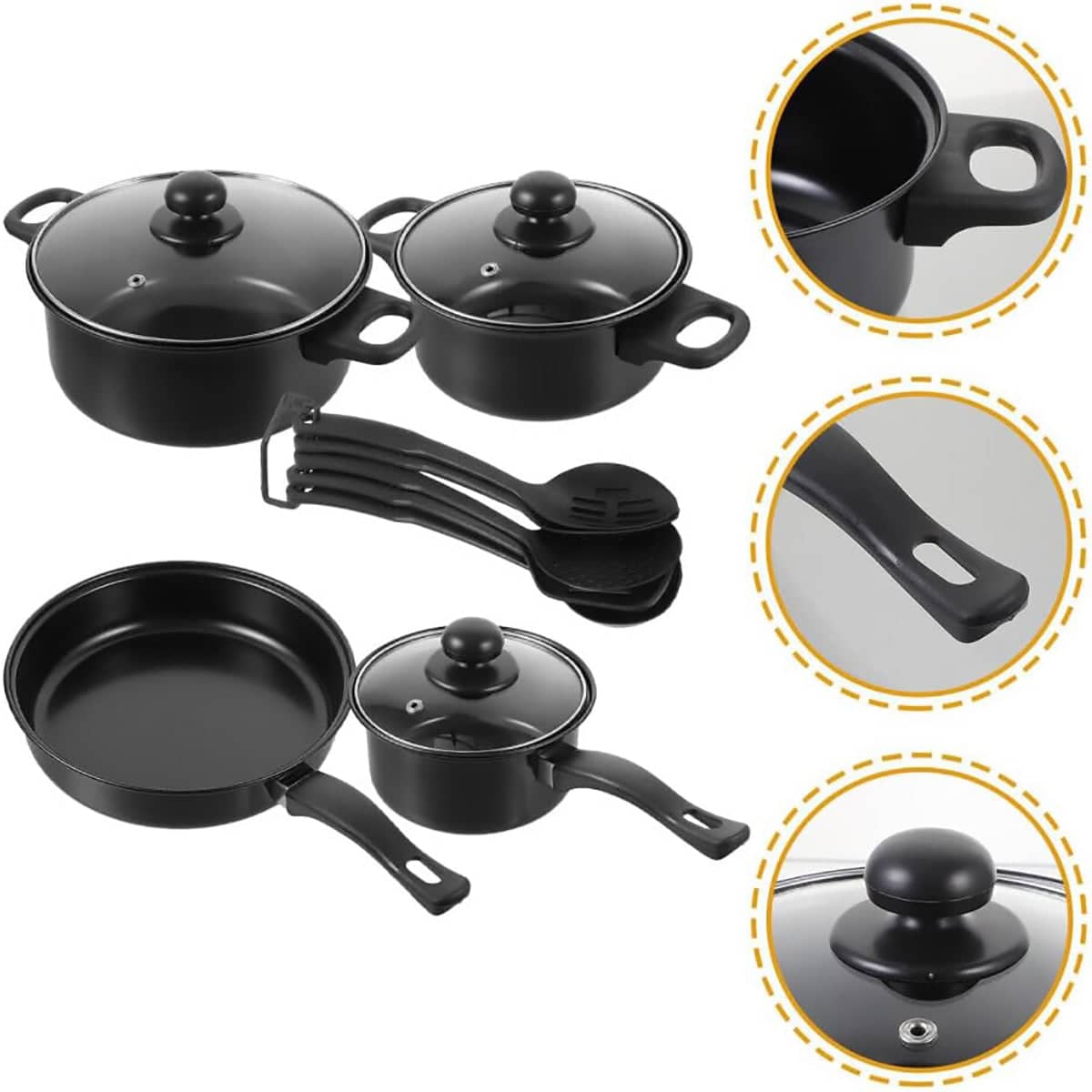 Black Nonstick Iron Cookware Set with Utensils, 10 Piece - view 5