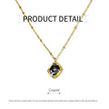Black Oval Star Pendant Necklace with Gold Frame, Fashion Jewellery - view 3
