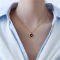 Black Oval Star Pendant Necklace with Gold Frame, Fashion Jewellery - view 5