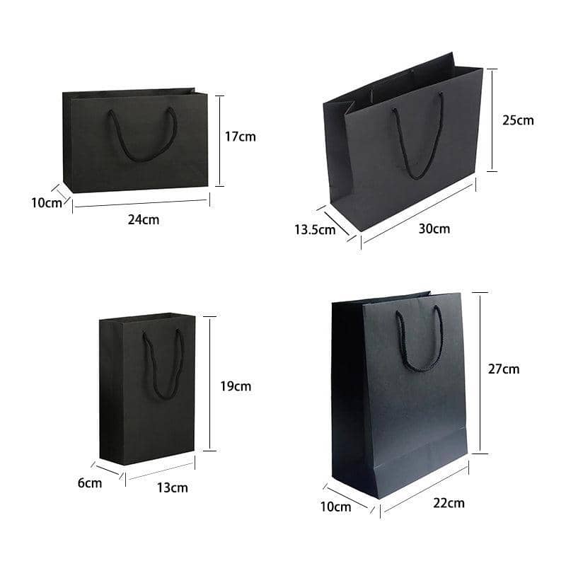 Black Paper Gift Bags with Rope Handles - 25 x 30 x 13.5 cm, Pack of 150 - view 5