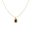 Black Pendant Clavicle Chain Necklace for Women, Copper with Gold-Tone Finish - view 2