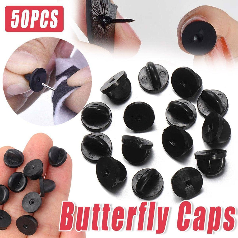 Black Plastic Butterfly Pin Backs for Badges and Lapel Pins - Pack of 50