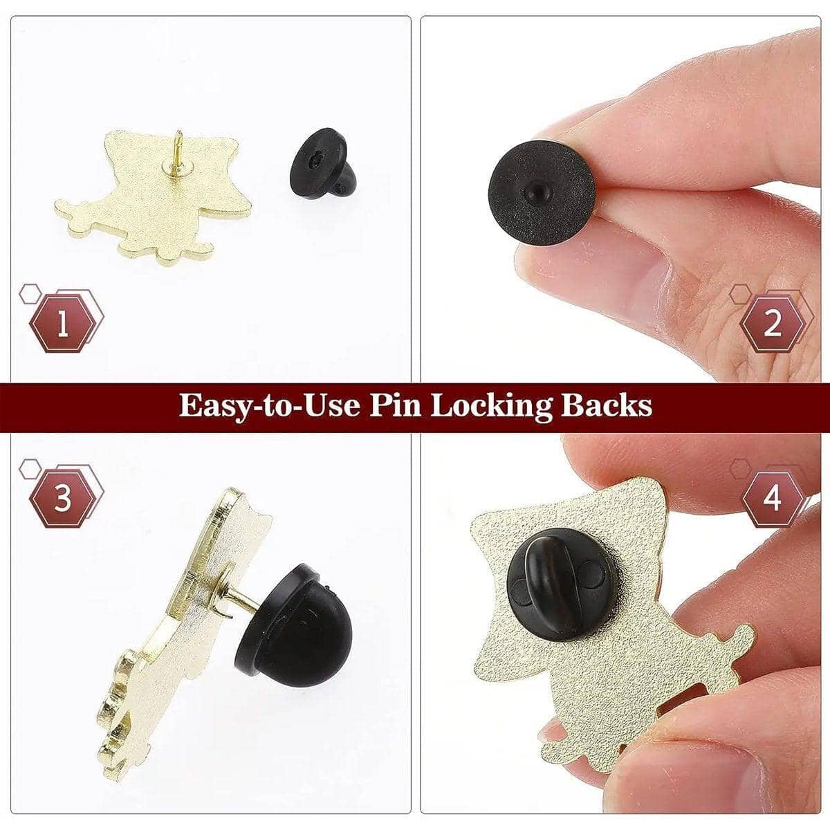 Black Plastic Butterfly Pin Backs for Badges and Lapel Pins - Pack of 50 - view 4