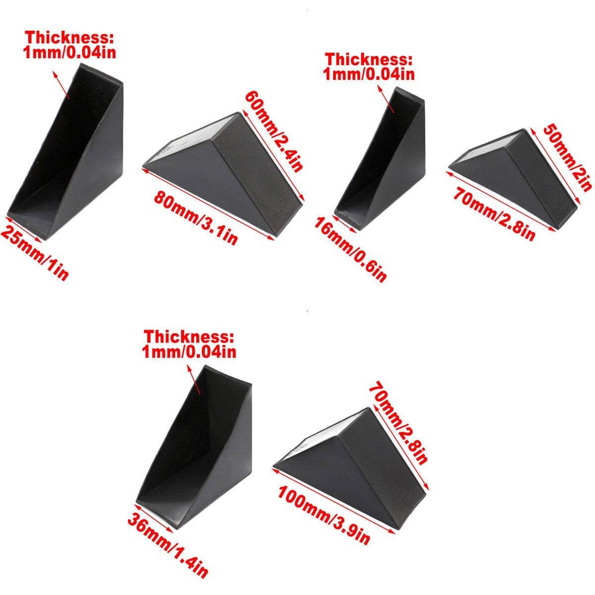 Black Plastic Corner Protectors for Furniture and Frames, Pack of 100 - 60mm - view 4