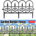 Black Plastic Garden Border Fence, 12 Panels - Decorative Hedge Edging