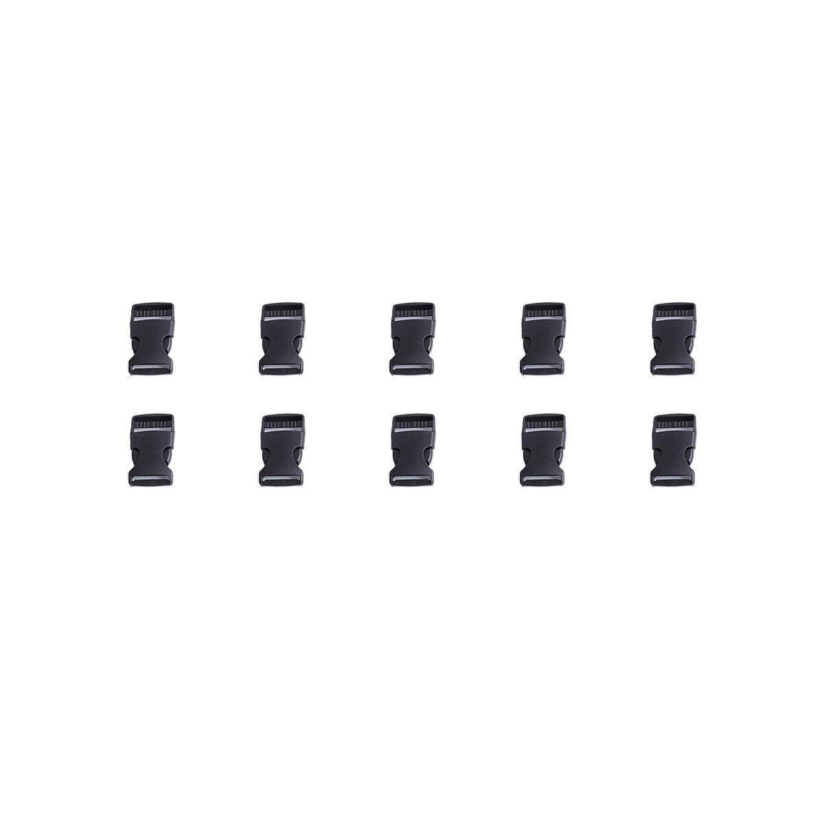 Black Plastic Quick Release Buckles for Bags and Straps, 20 mm - Pack of 10