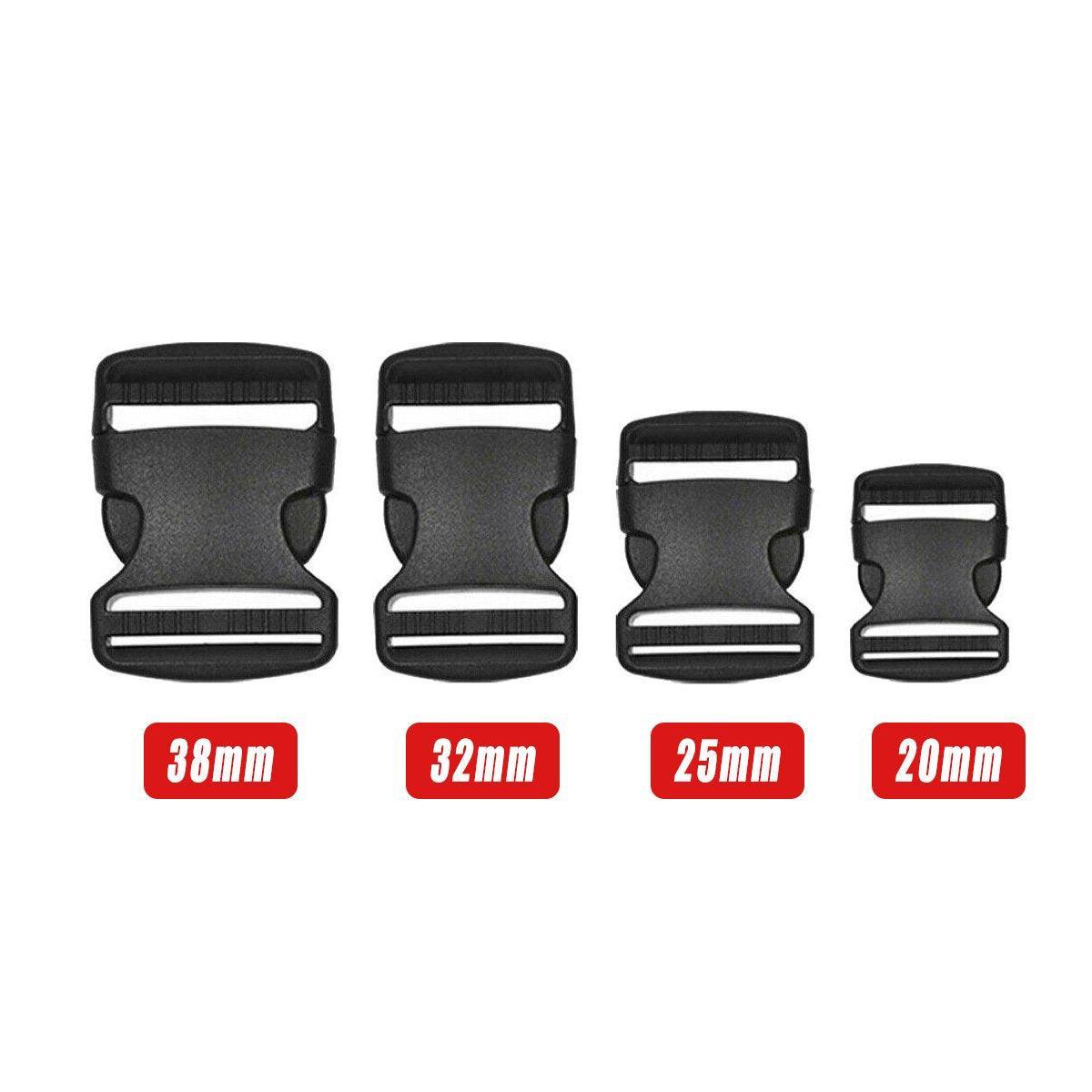 Black Plastic Quick Release Buckles for Bags and Straps, 20 mm - Pack of 10 - view 4