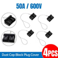 Black Plug Dust Cover Caps for 50A 600V Power Connectors - Pack of 4