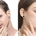 Black Round Barbell Stud Earrings, Stainless Steel - 4mm - view 3