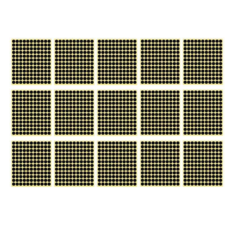 Black Round Sticker Dots Adhesive Labels - 13mm, 132 Dots, 15 Sheets