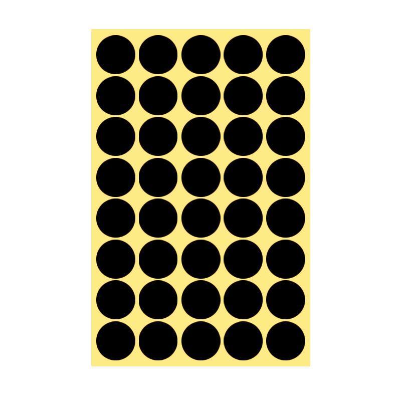 Black Round Sticker Dots Adhesive Labels - 25mm, 40 Dots, 1 Sheet