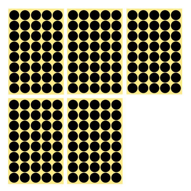 Black Round Sticker Dots Adhesive Labels - 25mm, 40 Dots, 5 Sheets