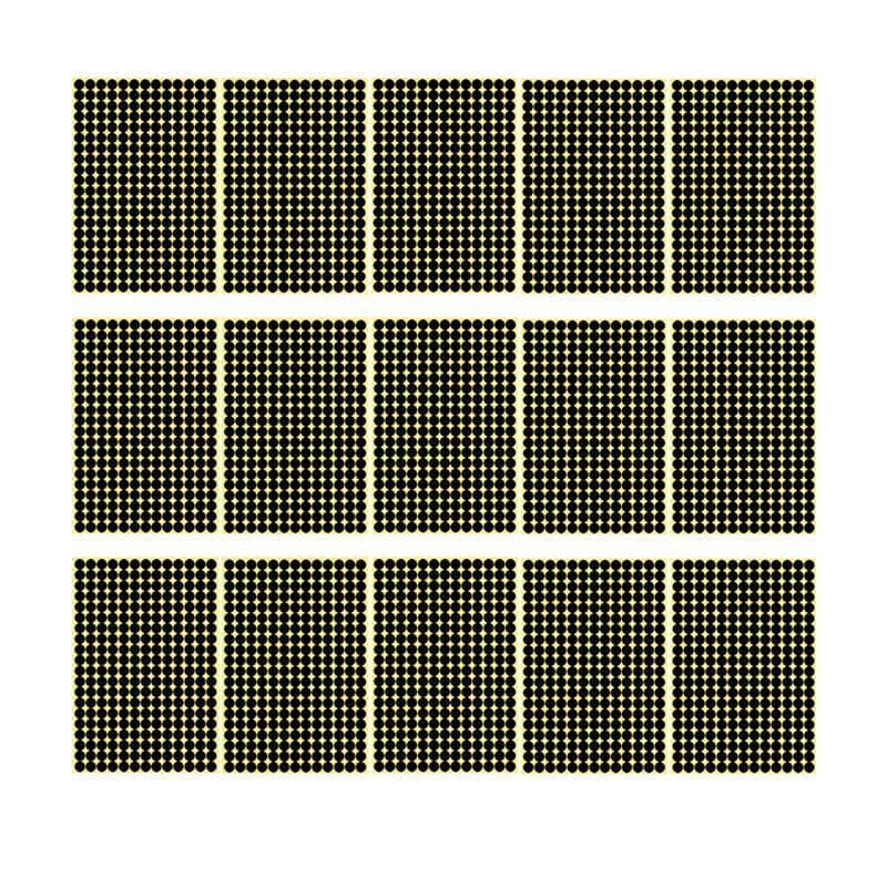 Black Round Sticker Dots Adhesive Labels - 8mm, 260 Dots, 15 Sheets