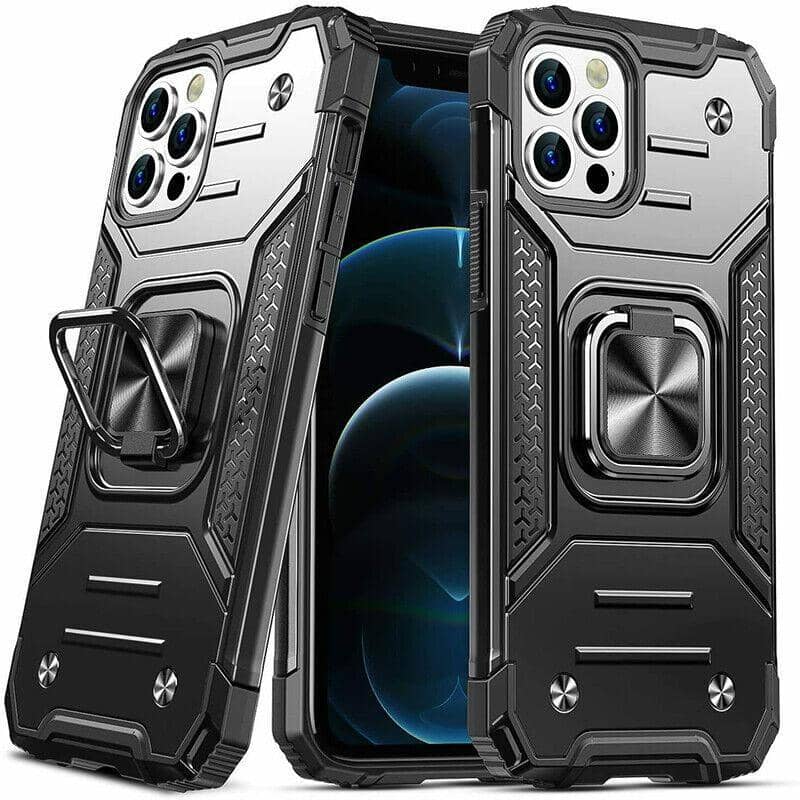 Black Shockproof Rugged Case with Ring Stand for iPhone 13 Mini