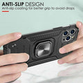 Black Shockproof Rugged Case with Ring Stand for iPhone 13 Mini - view 4