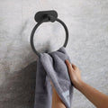 Black Stainless Steel Oval Towel Rings, Non-Perforated Adhesive Mount, Pack of 2 - view 4