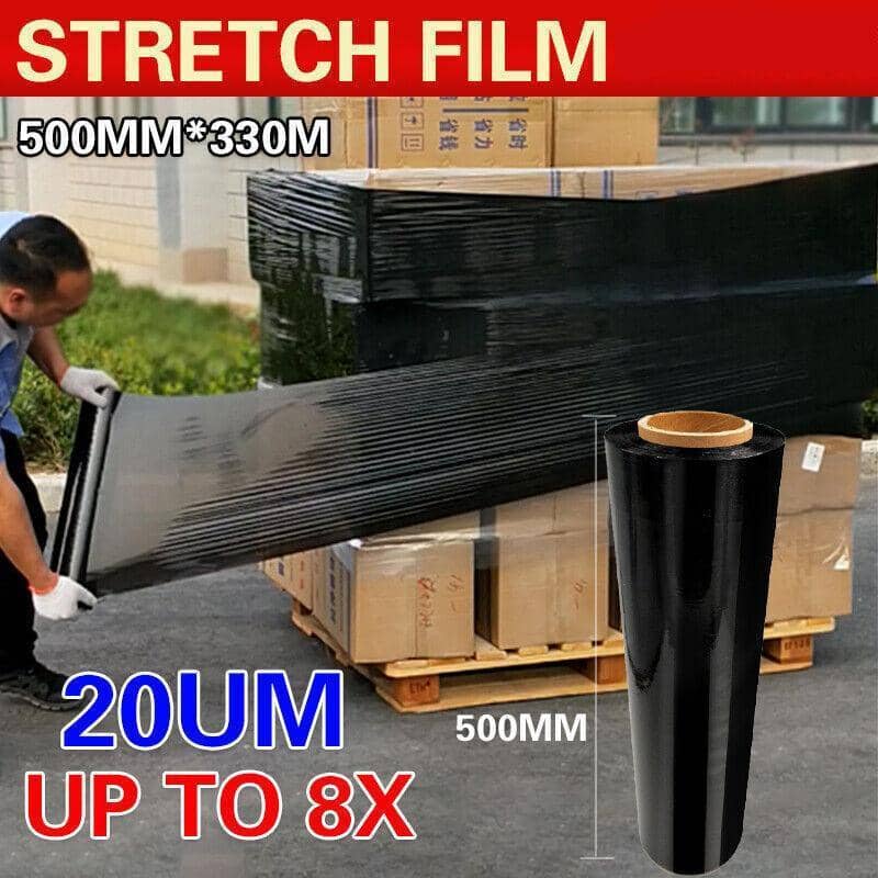 Black Stretch Film 500 mm Wide, 330 m Long, 20 Micrometres - 2 Rolls - view 2