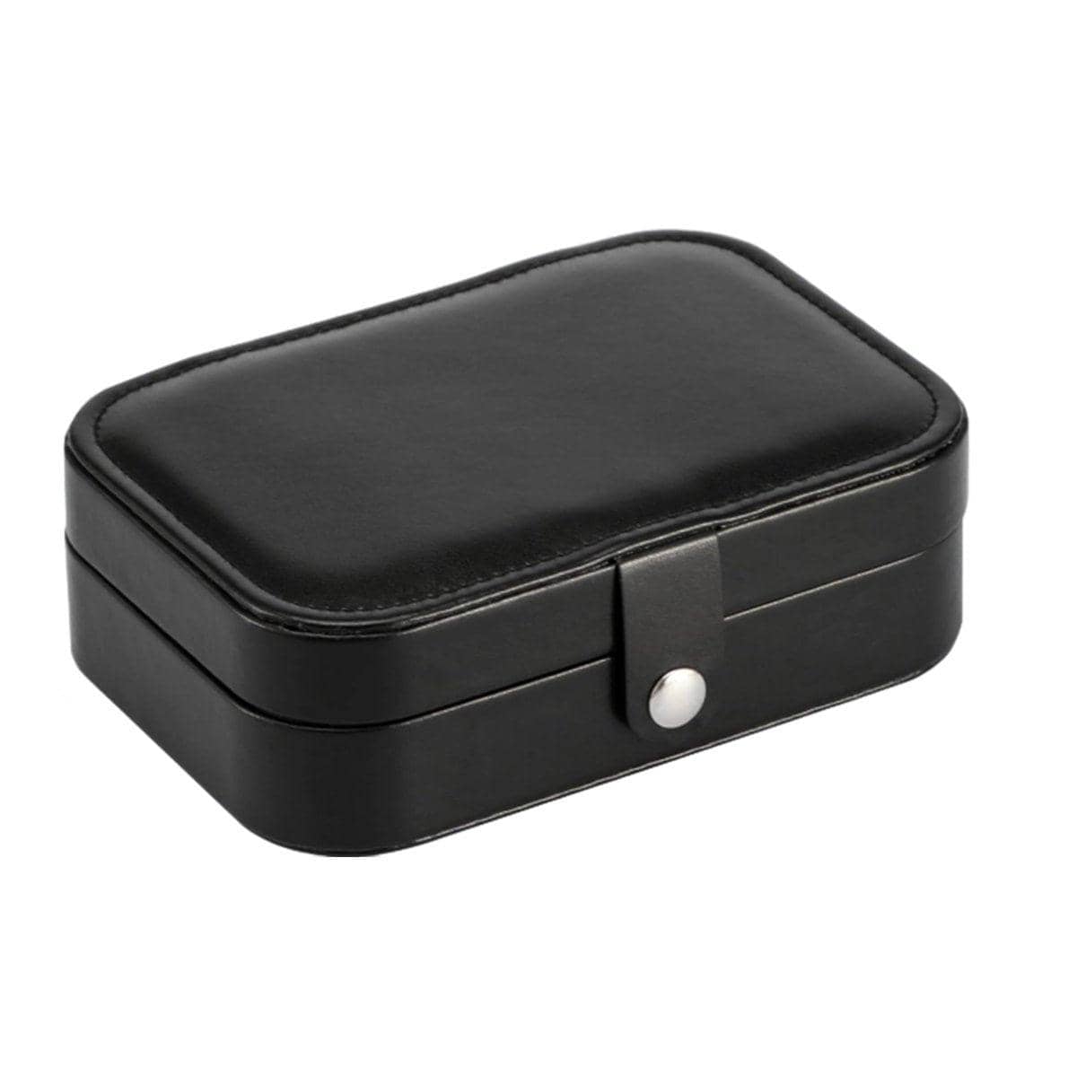 Black Travel Jewellery Box, PU Leather Organiser Case for Rings and Necklaces - view 2