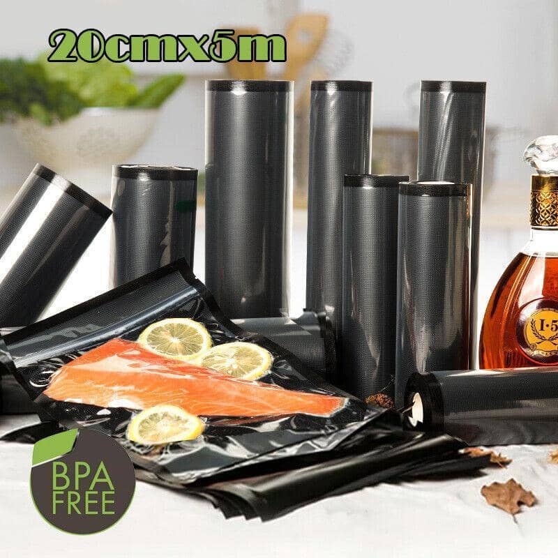Black Vacuum Food Sealer Bag Roll Embossed Storage Commercial 20 cm x 5 m - 1 Roll - view 2